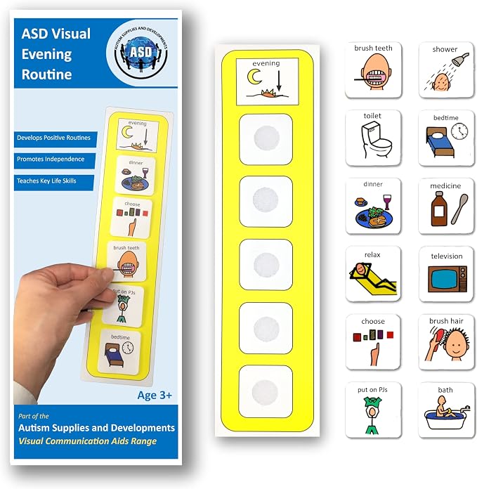 Evening/Bedtime Routine Chart, Kids Visual Schedule Autism/ADHD (English) by AutismSuppliesandDevelopments
