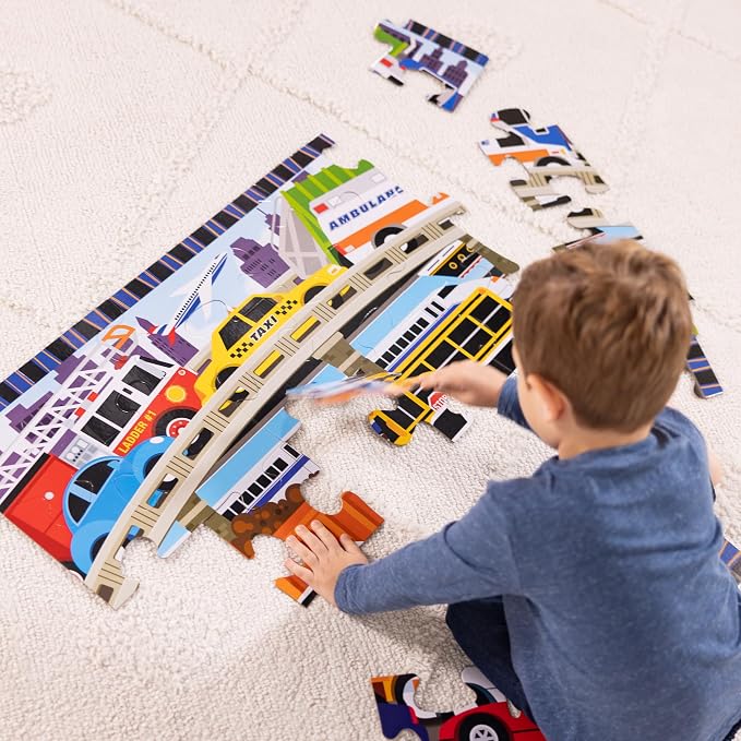 Melissa & Doug Traffic Jam Jumbo Floor Puzzle (24 Pieces, 2 x 3 Feet), Vehicle-Themed Jigsaw Puzzle for Preschoolers and Kids Ages 3+ - FSC Certified - Image 6