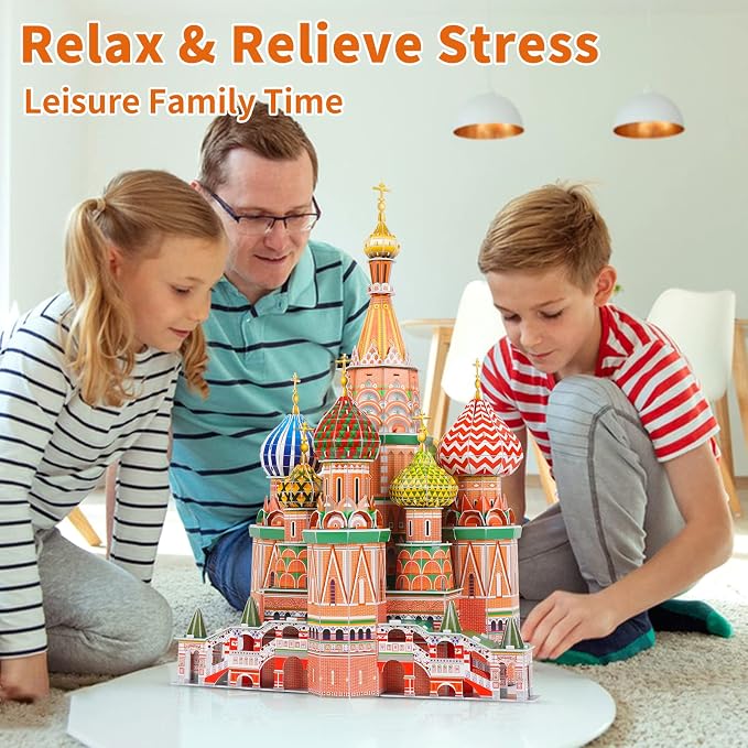 3D Puzzles for Adults & Kids St. Basil's Cathedral Building Set, Russia Cathedral Architecture Craft Model Kits, Educational 3D Jigsaw Puzzle Toy Birthday for Teens Boys Girls, 231 PCS - Image 4