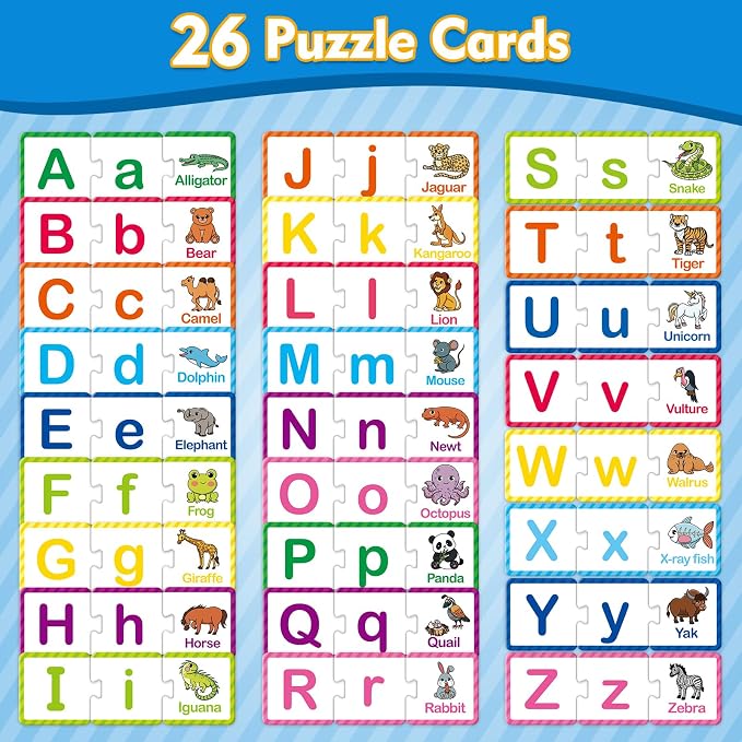 Kasfalci Alphabet Puzzle Flash Cards, Back to School Supplies, 78 PCS ABC Flashcards for Kids, Alphabet Learning Toys for Toddlers, Preschool Kindergarten Activities Classroom Must Haves - Image 2