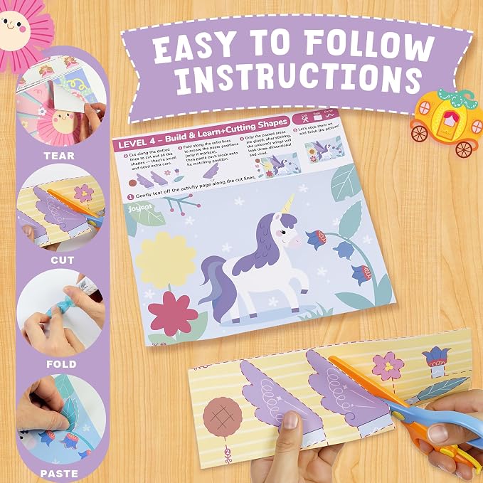JoyCat Scissor Skills Activity Kit, Toddler Scissors Ages 3-5, Princess - Image 2