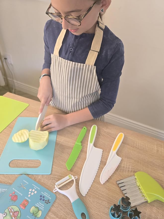 Toddler Safe Knife Set with Recipe Book - Includes Peeler, Cutting Board, and Chopper - Real Kitchen Tools for Kids Ages 4-12 - Image 5
