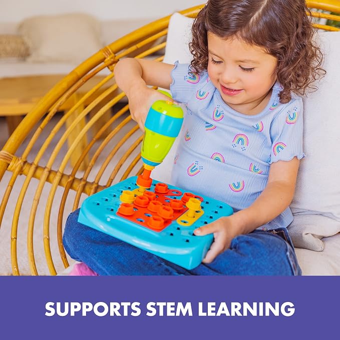 Educational Insights Design & Drill Shapes Workshop - Construction Toys & Toddler Tools, Kids Tool Set with Real Electric Drill Toy, Take Apart STEM Set, Building Kits and Gifts for Ages 3+ - Image 3