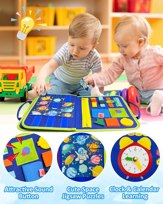 Exorany Busy Board Montessori Toys for Toddler Boy Birthday Gift Busy Book - Image 4