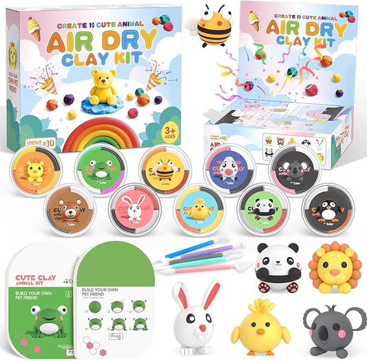 Air Dry Clay Kit for Kids, Modeling Clay for Kids, DIY Model Magic Clay Non-Sticky Soft & Ultra Light with Sculpting Tools, Birthday Christmas Gift for Boys Girls Ages 3 4 5 6 7 8+