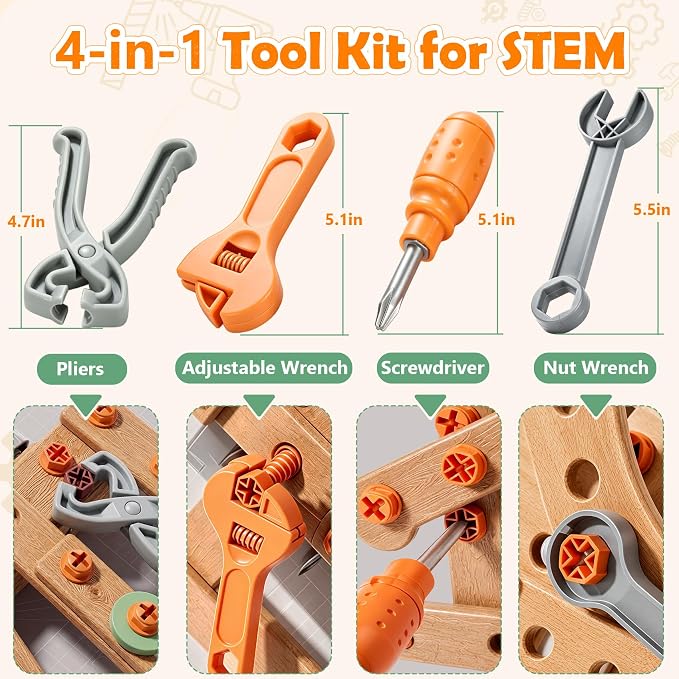 Kids Tool Set with Drill & Toolbox, 160PCS STEM Construction Building Toys - Image 9