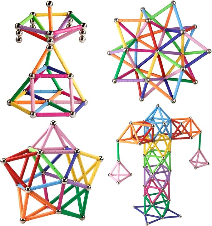 160 Pcs Magnet Building Sticks Kids Toys, Lengthen Magnetic Construction Building Blocks Set 3D Brain Training Learning Educational DIY STEM Toys - Image 4