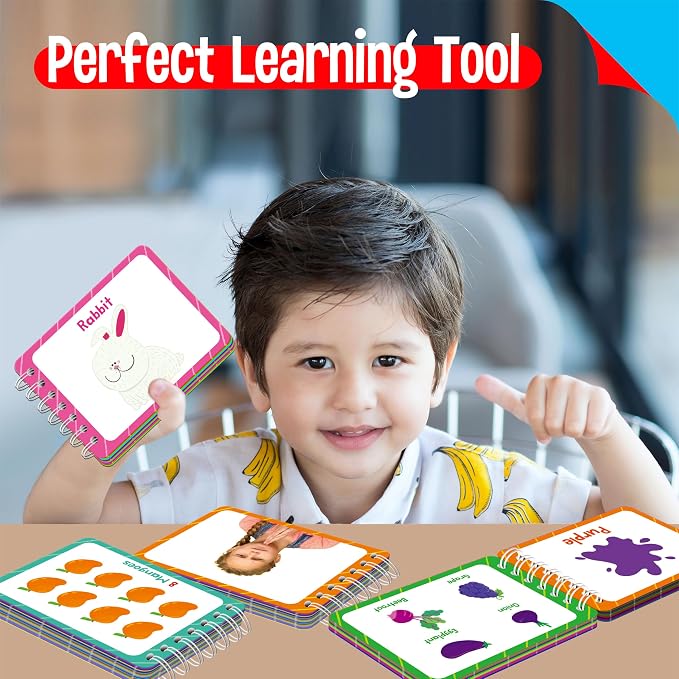 4 Preschool Learning Flipbooks, 96PCS Double Sided Printed Cards Set, Alphabet Letter A-Z, Number 1-20, Feelings and Emotions, Shapes and Colors Mini Board Books Set Early Educational Tool for Kids - Image 5