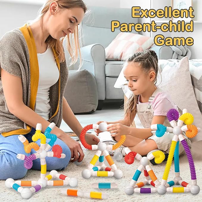 LONEEDY 48PCS Retractable Magnetic Sticks Building Toy Set-Flexible Magnetic Rods & Balls,Educational Building Blocks for 3+Kids (48PCS) - Image 6