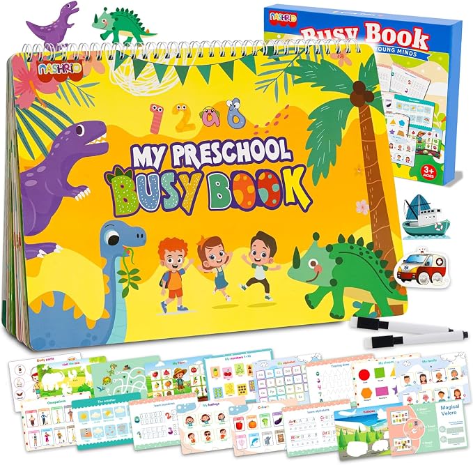 Busy Book for Toddlers 3-5, Montessori Preschool Learning Book, 24 Themes by NASHRIO