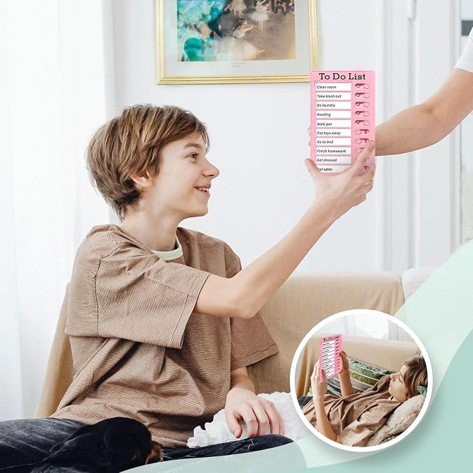 2 Pieces Chores Chart for Kids-Visual Schedule, Plastic Checklist Board, Detachable to Do List Whiteboard, Portable Routine Chart (pinkgreen) - Image 5