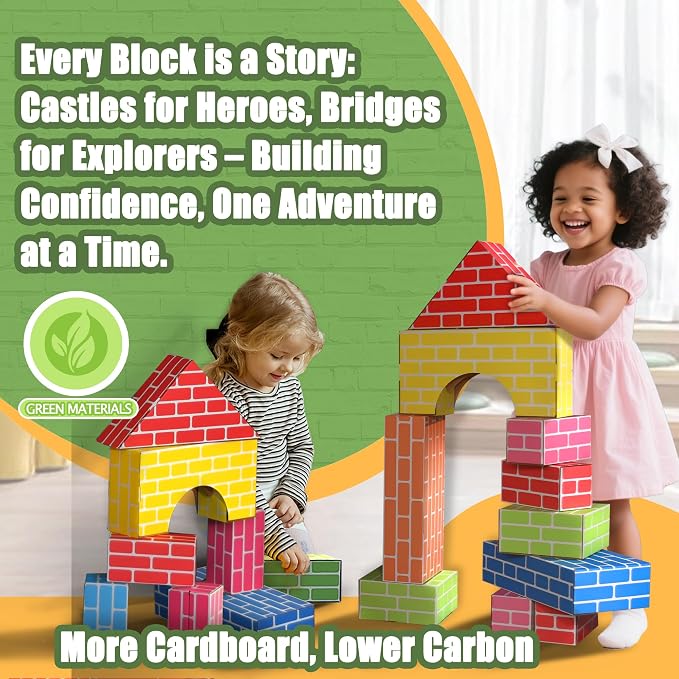 26-Pack Cardboard Building Blocks for Kids: Heavy-Duty Jumbo Stacking Gifts - Image 2