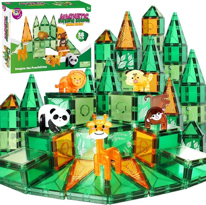 TOY Life Forest Animal Magnetic Tiles, 38-Piece STEM Set, Ages 3-8 by TOYLife