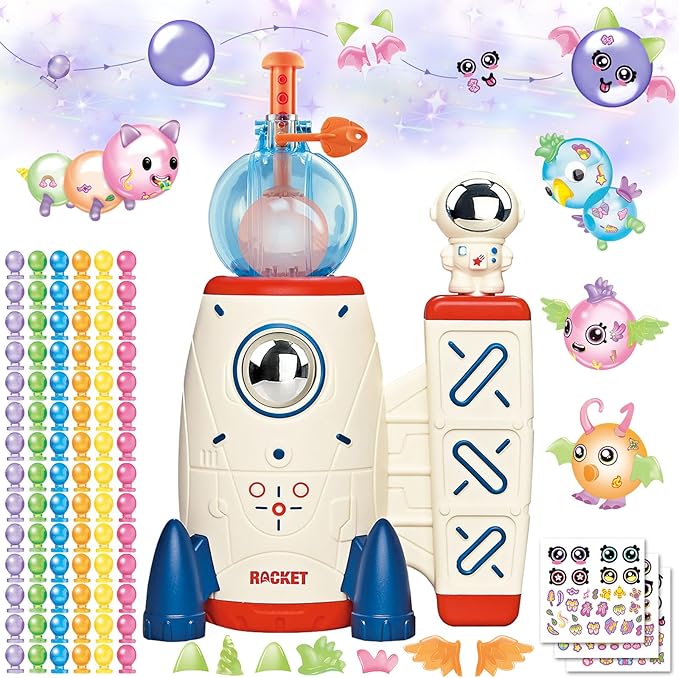 219pcs Space Magic DIY Balloon Kit with Pump, Sticky Balloon Maker Craft, Includes Bouncy Balloons, Stickers & Accessories, DIY Creative Activity Gift for Girls Boys Ages 3+