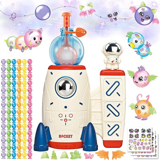 219pcs Space Magic DIY Balloon Kit with Pump, Sticky Balloon Maker Craft, Includes Bouncy Balloons, Stickers & Accessories, DIY Creative Activity Gift for Girls Boys Ages 3+