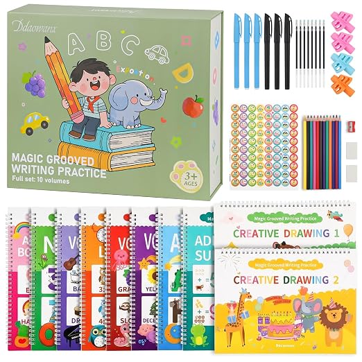 Ddaowanx Magic Grooved Writing Practice for Kids Ages 3-8,Kindergarten Book by Ddaowanx