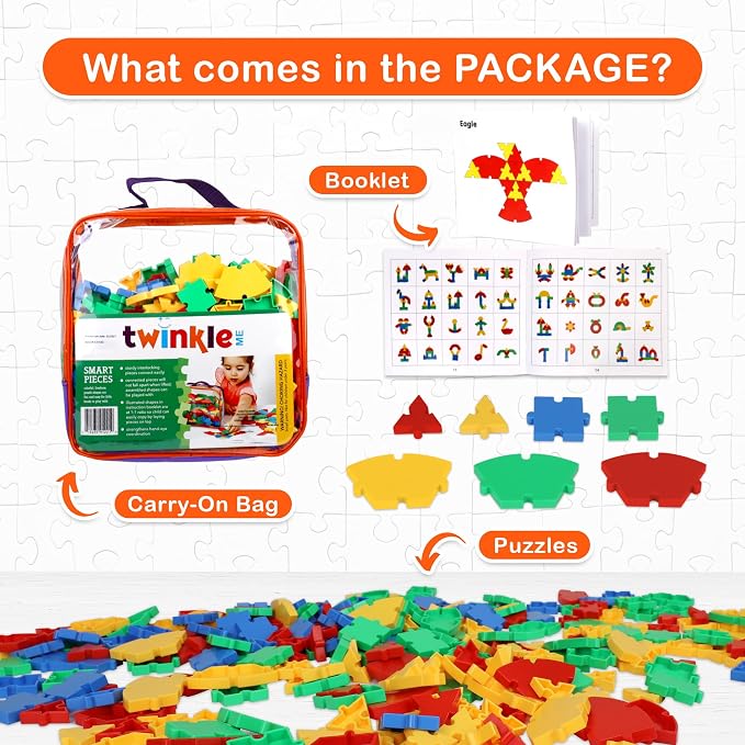 Interlocking Puzzle Toy | Big Pieces |Great for Occupational Therapy and Fine Motor Skill Development | Build STEM Skills at Home |Car Road Trip Pocket Game | Ages 3 and up |Toddler Fun - Image 2