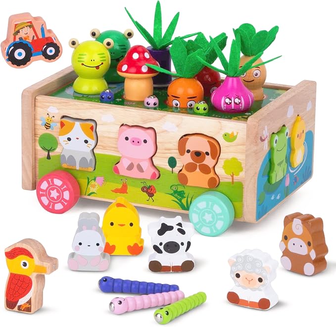 KMTJT Montessori Wooden Toddler Toys for 1 2 3 Years Old Boys Girls Gifts by KMTJT