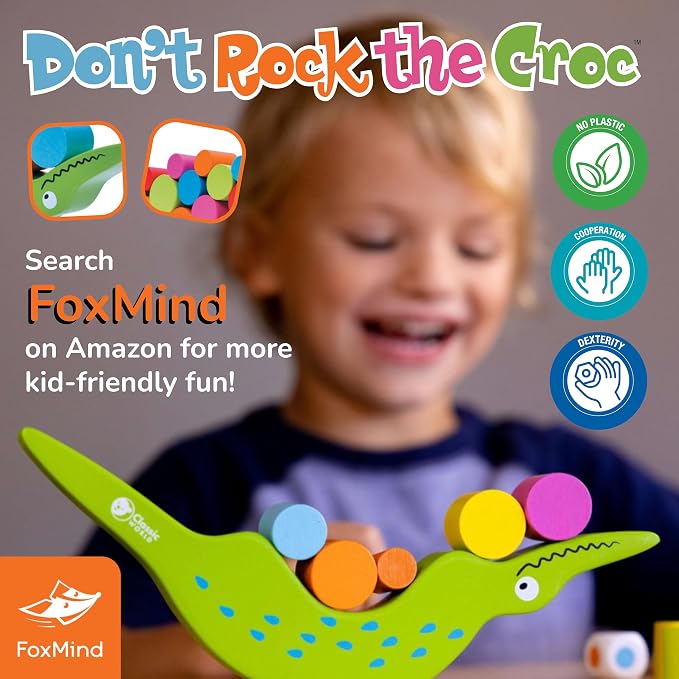 FoxMind Games Don't Rock The Croc, Toddler Boy Girl Games, Kids Games 3-5, Multiplayer 3 Year Old Board Games for Family Fun - Image 7