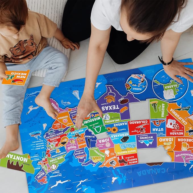 Jumbo Floor Puzzle for Kids,70-Piece USA Map Jigsaw Puzzle Ages 3-8 - Image 6