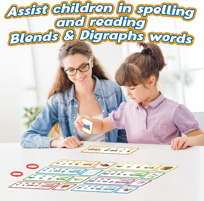 Kasfalci Blends & Digraphs Cards,Phonics Games,Speech Therapy Toys for Toddlers Kids,Learn to Read,Spelling Reading Learning Sight Word Games,kindergarten Preschool Learning Activities,Educational Toy - Image 2