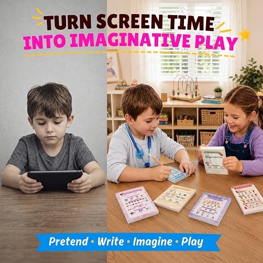 Risekallpa Play Pretend Notepads for Kids, Playtime Notepads 6 Pack 4x6in - Image 9