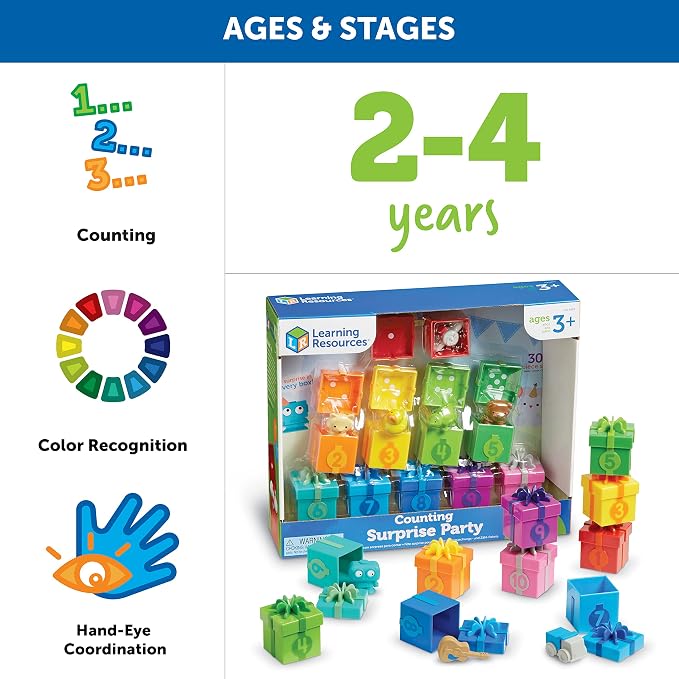 Learning Resources Counting Surprise Party - Toddler Montessori Toys, Stacking Preschool Activities, Matching Color Game, Homeschool, Fine Motor Skills, Gifts For Boys And Girls, Manipulatives - Image 5
