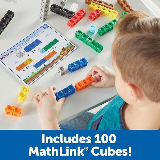 Learning Resources MathLink Cubes Kindergarten Math Activity Set: Mathmobiles 115 Pieces, Ages 5 and Up Kindergarten STEM Activities, Math Activity Set and Games for Kids - Image 4