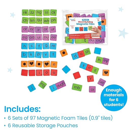 hand2mind Phonics Word-Building Magnetic Letter Tiles, Set of 6, Ages 3+ - Image 2