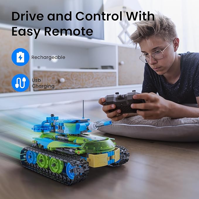 Sillbird Robot Car Building Kit with Remote Control STEM Gifts for Boys Ages 8-14, Technic Coding Stunt Racer Toys for Kids Birthday, Buildable 5in1 Models with 662 Pieces