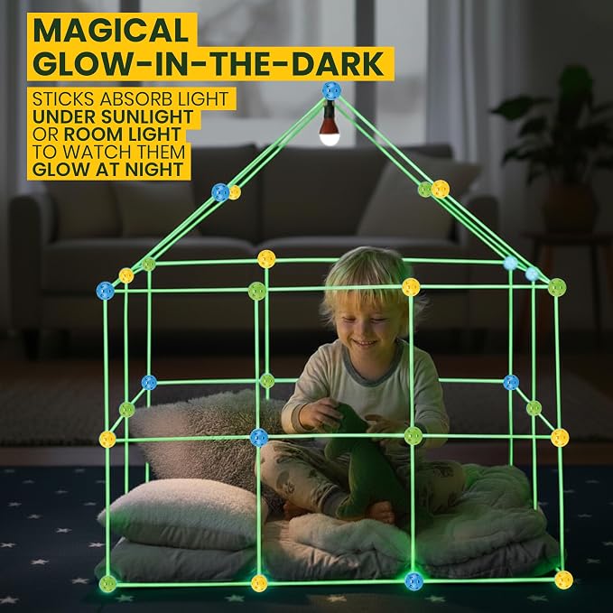 Fort Building Kit for Kids, 132 PCS with Starry Sheet & Light - Image 4