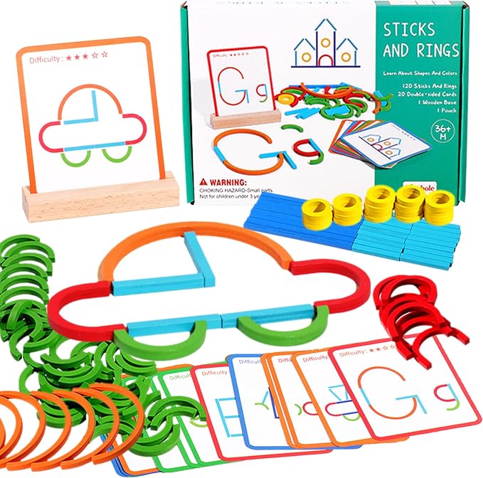 puzgic Stem Kids Toys for Creative Learning Building Educational Resources Kids Toy for Preschool and Kindergarten 3 4 5 6 Years Old Boys and Girls Brain Teaser Smart Sticks Toys by puzgic