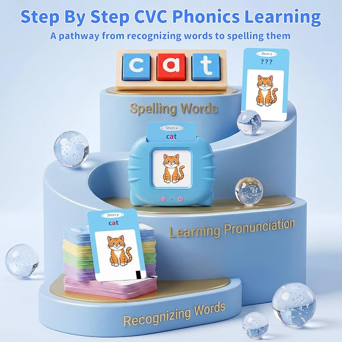 Talking Flash Cards & CVC Word Blocks Phonics Game Set for Toddlers - Image 3