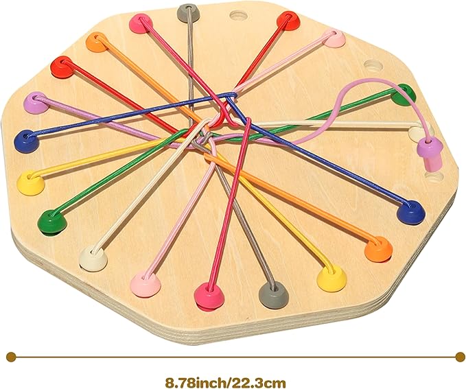 10-Piece Wooden Rope Untangling Puzzle Game–Knot Logic Board Toy for Kids & Family, Multi-Level Brain Teaser to Develop Fine Motor Skills