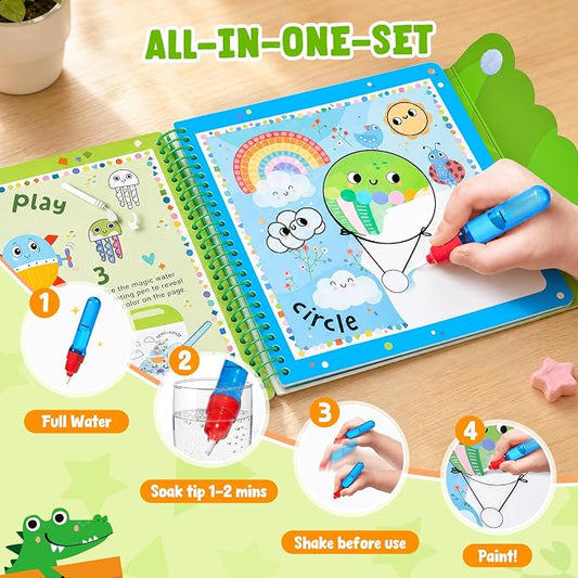 JoyCat Water Coloring Book for Toddlers, Shapes & Transportation Theme - Image 2