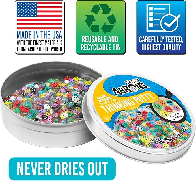 Crazy Aaron's Thinking Putty - Mixed Emotions - Multi-Color Sensory Putty for Kids and Adults in a 4" Tin - Creative and Endless Fun, Stress Relief Therapy Toys, Never Dries Out - Made in USA