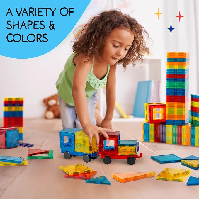 SUNNY AUNTIE Magnetic Tiles STEM Toys Building Set, Ages 3+ - 138 Pieces - Image 4