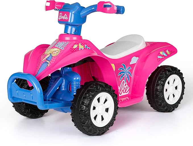 Barbie - 6V ATV Quad for Kids, Powerful and Safe Ride-On Toy with Rechargeable Battery, Forward and Reverse Driving, Max Weight Capacity of 55 LBS, Ages 2-3 Years