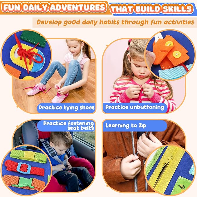 Toddler Busy Board - Busy Book Montessori Toys Ages 3+, Fine Motor Skills - Image 3