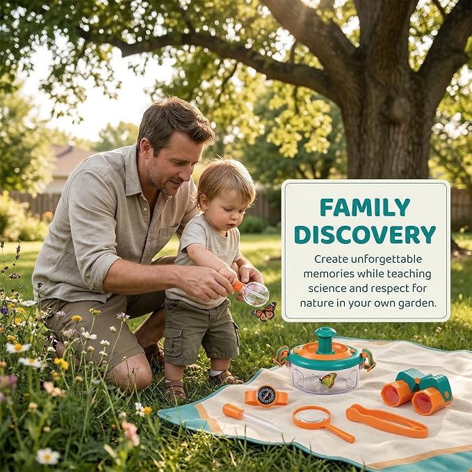 Bug Catcher Kit 13 Pcs - Insect Catching Set with Net, Habitat, Magnifier & Tweezers - STEM Outdoor Toy for Kids Age 3+ (Orange 13 Pcs) - Image 9