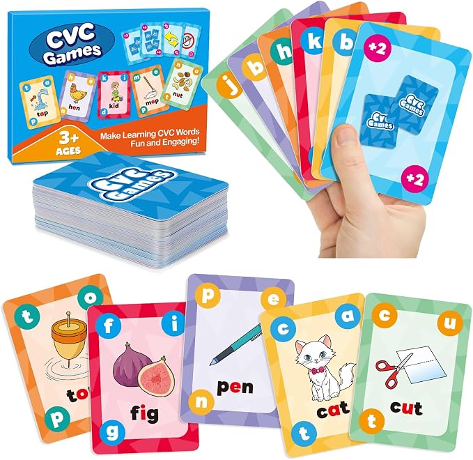 Torlam Phonics Games for Kids, CVC Word Games Learn to Read Spelling Reading Sight Word Flash Cards, Speech Therapy Toys Kindergarten Classroom Must Have Learning Activities Homeschool Supplies by Torlam