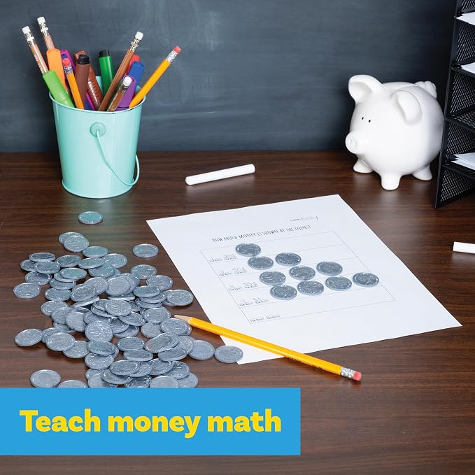 LEARNING ADVANTAGE Play Quarters, Set of 100 Plastic Coins - Image 4