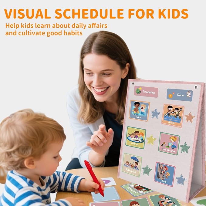 Pink Visual Schedule for Kids with Autism - 174 Picture Cards - Image 4