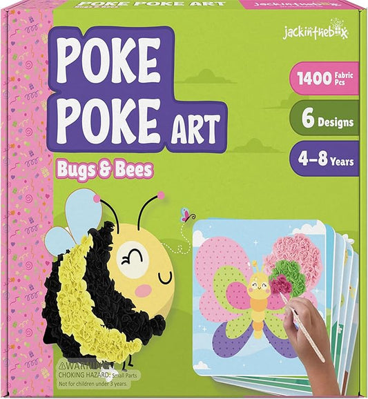jackinthebox Poke Poke Art – Bugs Theme, Mess-Free Fabric Art and Craft, Flower Pressing Kits, Gift for Kids, Toys for Girls and Boys Ages 4 5 6 7 8