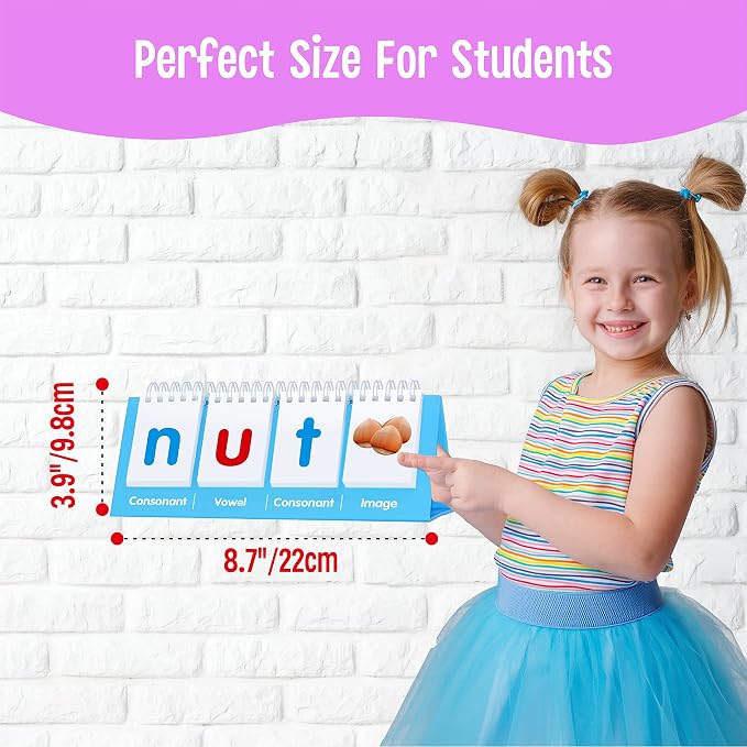 CVC Word Flip Chart - Double Sided 40 Short Vowel Word Flashcards, Freestanding, Educational Learning Tool for School Supplies - Image 4