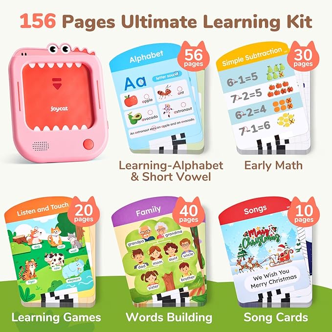 JoyCat Kids Learning Tablet, Phonics Talking Flash Cards 156 Pages - Image 2