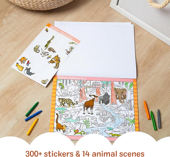 Melissa & Doug Seek & Find Sticker Pad – Animals, 400+ Stickers & 14 Scenes to Color, Search & Find Sticker Activity Pad for Coloring & Matching, Creative Learning Toys for Kids 4+ - FSC Certified - Image 2