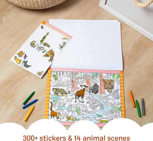 Melissa & Doug Seek & Find Sticker Pad – Animals, 400+ Stickers & 14 Scenes to Color, Search & Find Sticker Activity Pad for Coloring & Matching, Creative Learning Toys for Kids 4+ - FSC Certified - Image 2
