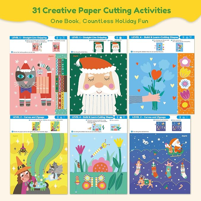 JoyCat Scissor Skills Activity Kit, Toddler Scissors Ages 3-5, Holiday - Image 7