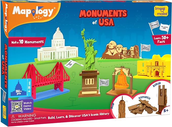 Imagimake Mapology - Monuments of USA, Build 10 3D Famous Landmarks - Image 5